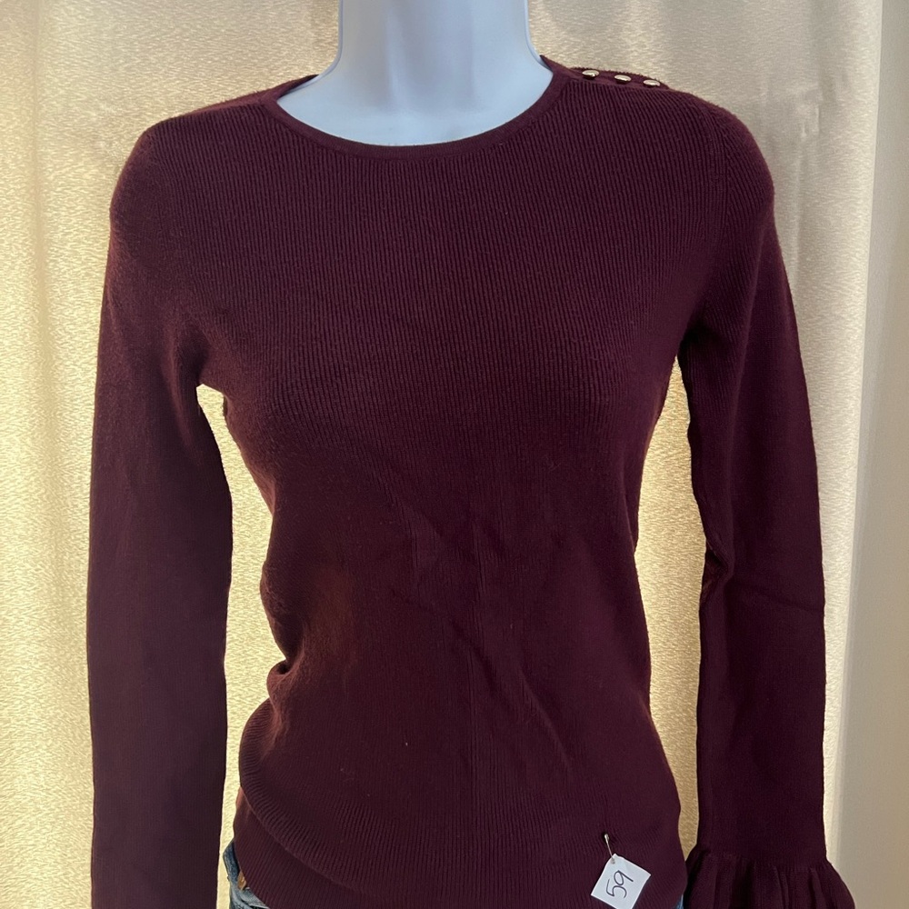 White House Black Market Burgundy Long Sleeve Top